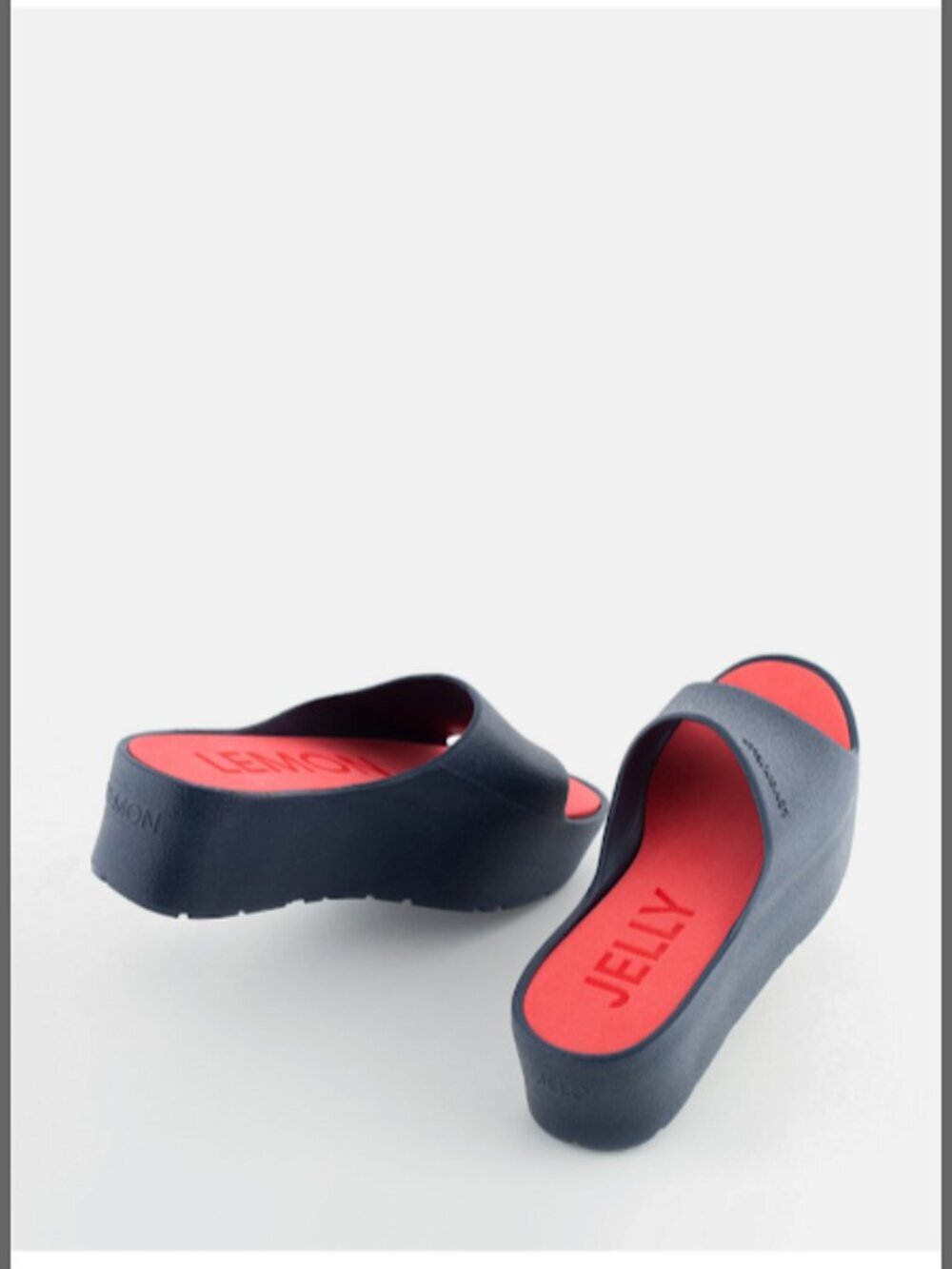 Lemon Jelly Sunny Platform Slides Navy with Red Insole - Size 39 (US 8) EUC
